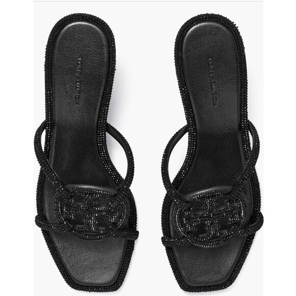 Tory Burch Pave Geo Bombay Miller low heel sandal shoes black 8.5 - Picture 3 of 11